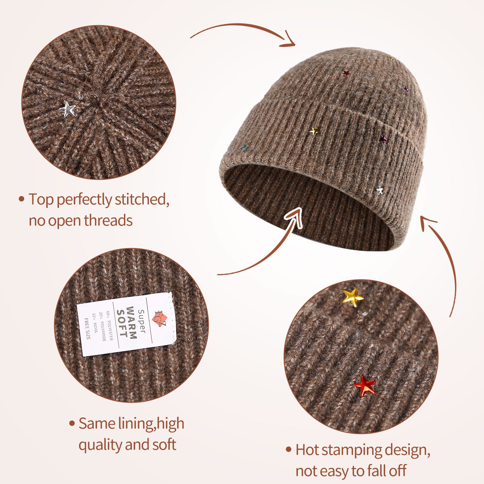 Star Beanie Knit Hat