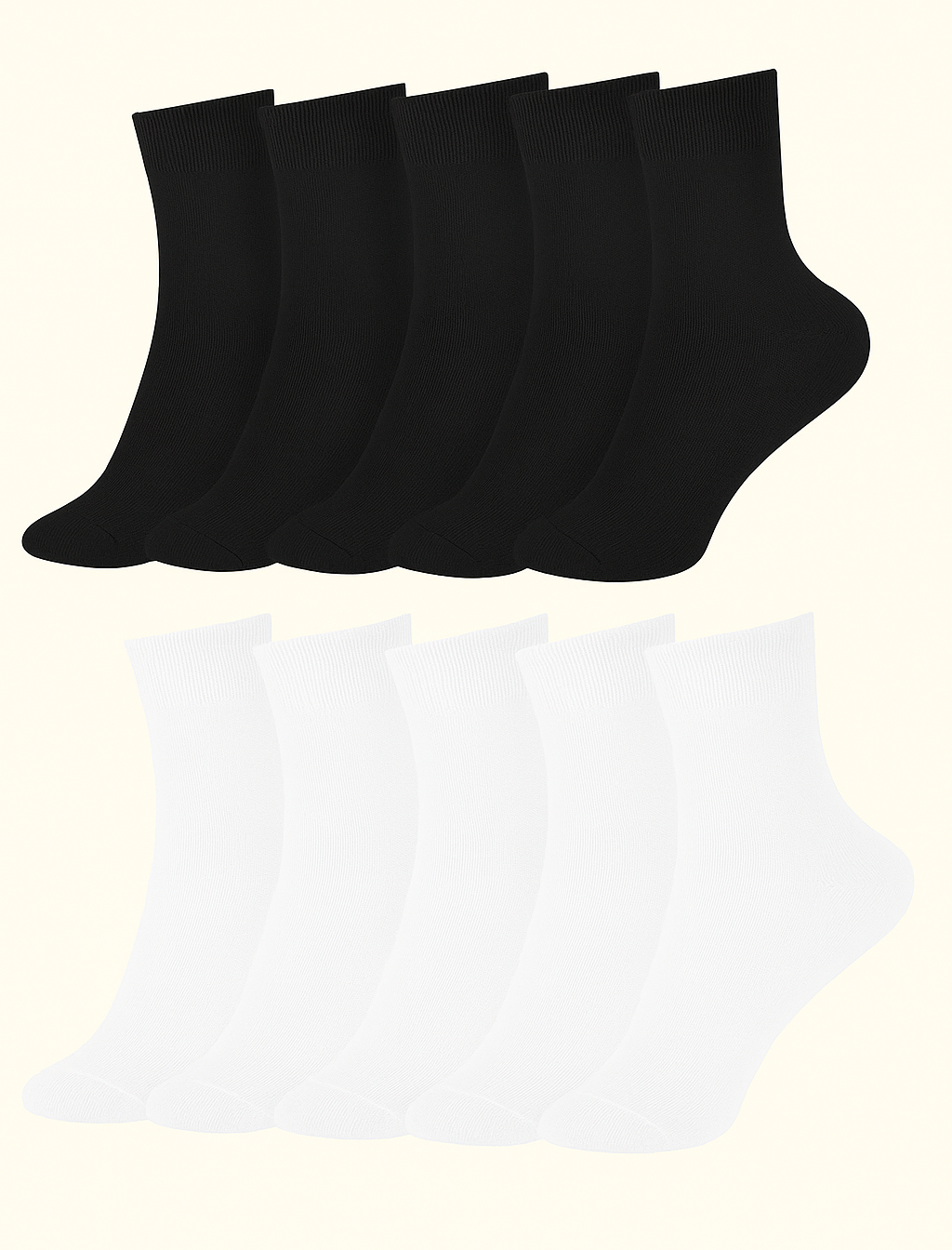 Crew  10 Pairs  Black and White