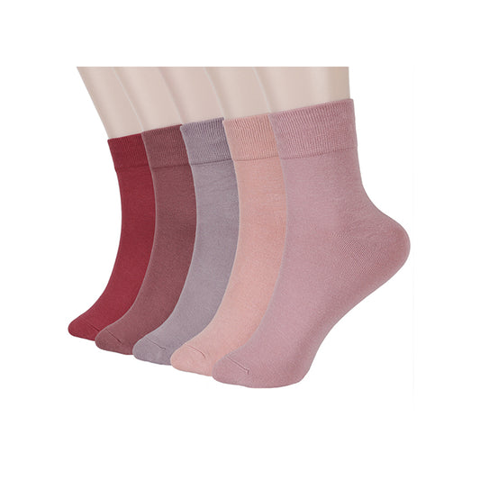 FGZ Women Thin Cotton Socks 5 Pairs，Pink&Purple  (5-9) (9-11)