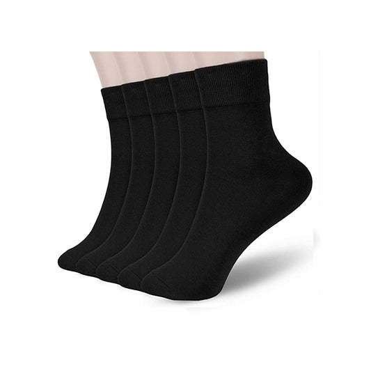 FGZ Women Thin Cotton Socks 5 Pairs，Black  (5-9) (9-11)