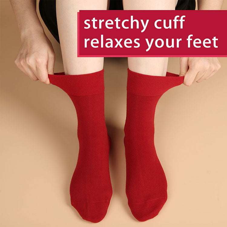 FGZ Women Thin Cotton Socks 5 Pairs，Red (5-9) (9-11)