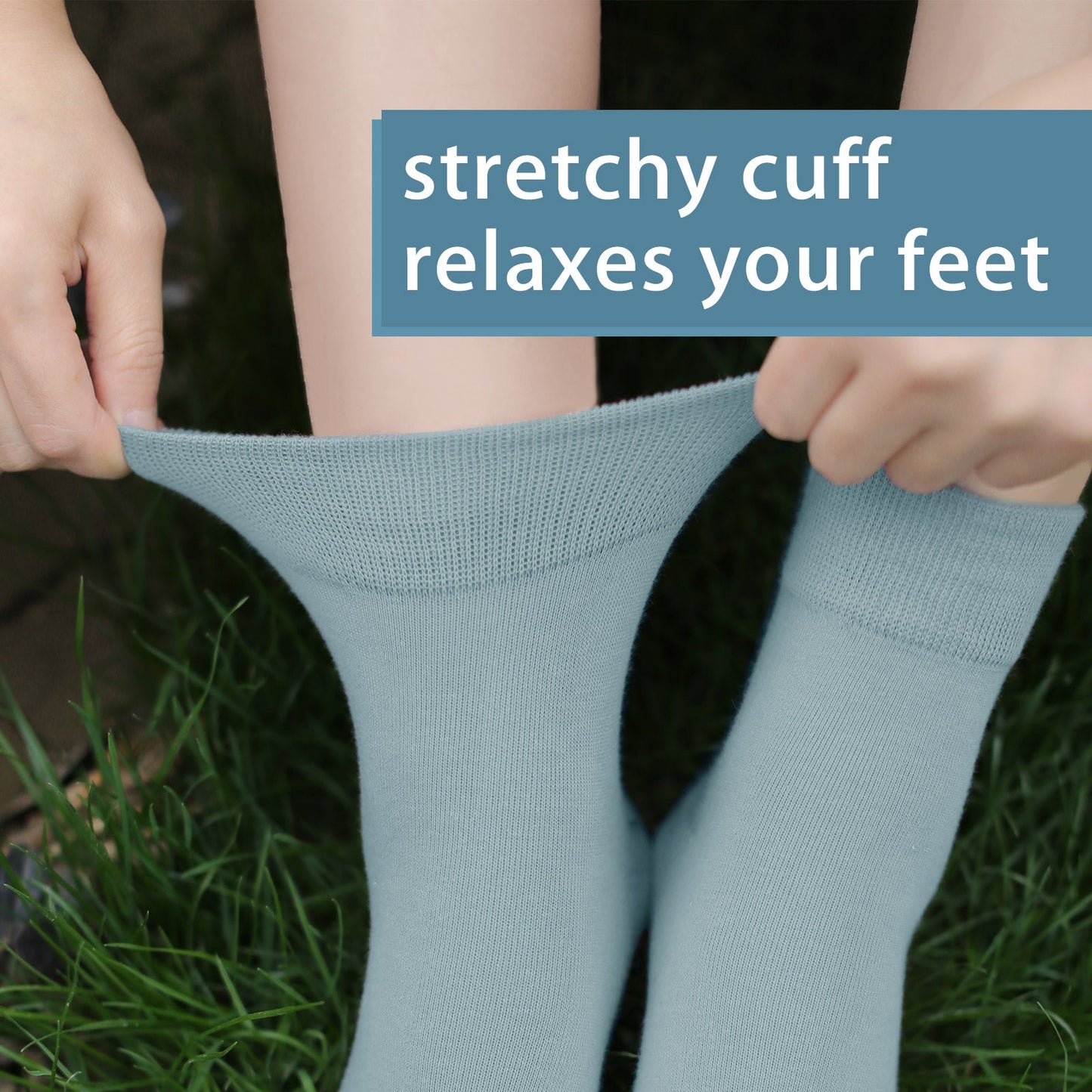 FGZ Women Thin Cotton Socks 5 Pairs，Blue  (5-9) (9-11)