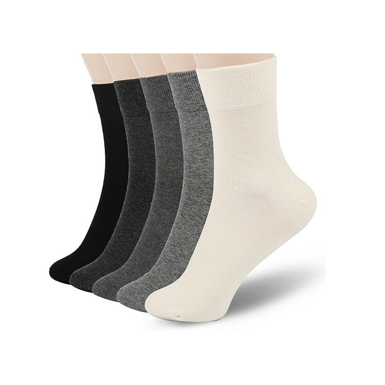 FGZ Women Thin Cotton Socks 5 Pairs，Dark Grey (5-9) (9-11)