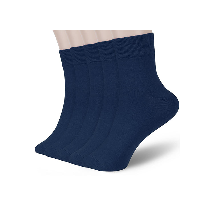 FGZ Women Thin Cotton Socks 5 Pairs，Navy Blue  (5-9) (9-11)